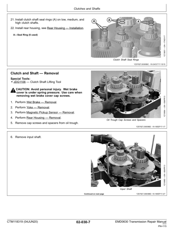 John Deere EMD0630 Transmission Component Technical Manual (CTM118319) Workshop Guide