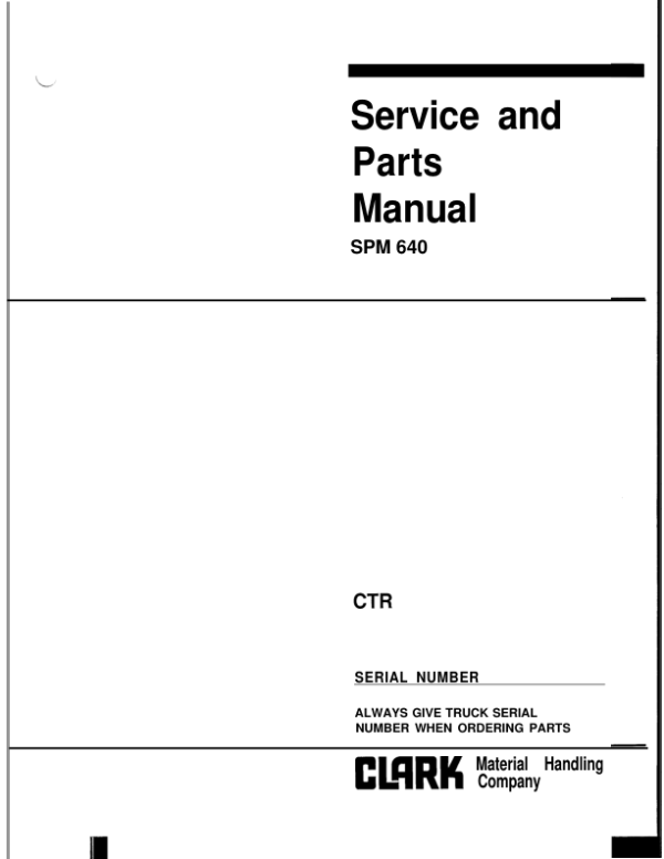 Clark CTR, CTW Series Tow Tractor Parts and Service Manual Workshop Guide