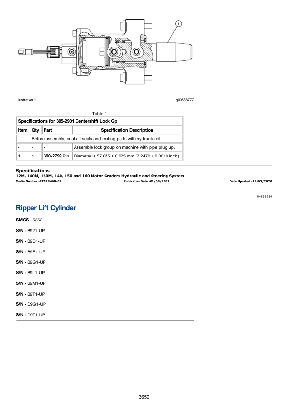 Caterpillar CAT 140M Motor Grader Service Repair Manual (B9G00001 and up)