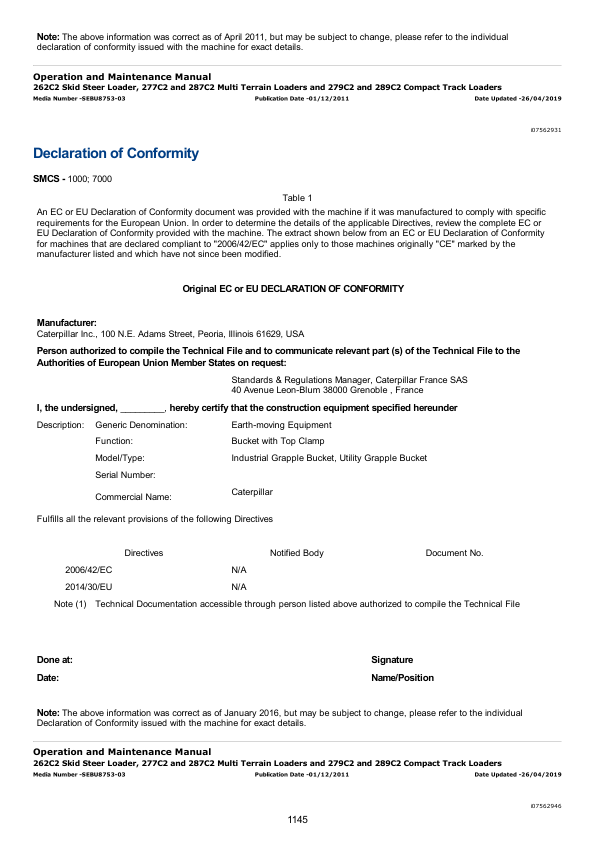 Caterpillar CAT 262C2 Skidsteer Loader Service Repair Manual (TMW00001 and up) Workshop Guide