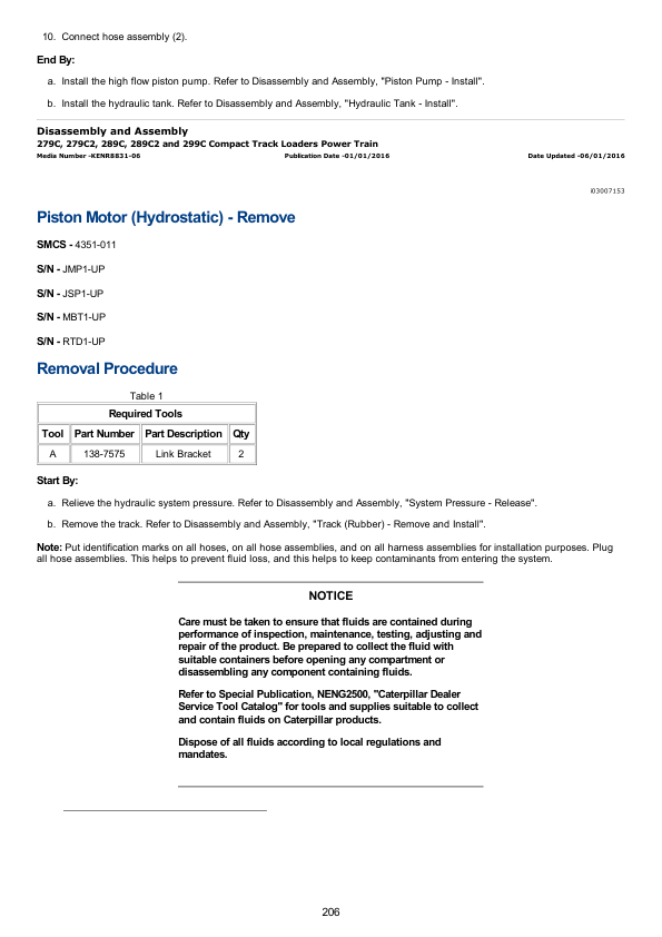 Caterpillar CAT 289C Compact Track Loader Service Repair Manual (JMP00001 and up)