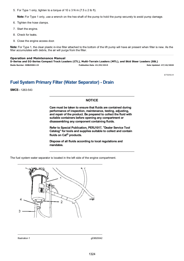 Caterpillar CAT 289D Compact Track Loader Service Repair Manual (A9Z00001 and up)