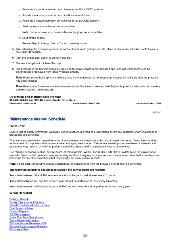 Caterpillar CAT 301.7D Mini Hydraulic Excavator Service Repair Manual (LJ400001 and up)