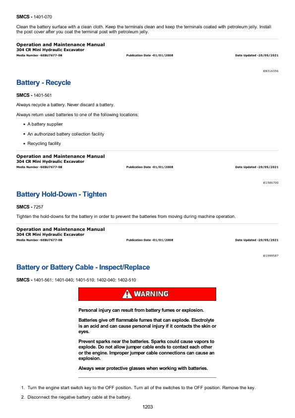 Caterpillar CAT 304CR Mini Hydraulic Excavator Service Repair Manual (NAD00001 and up)