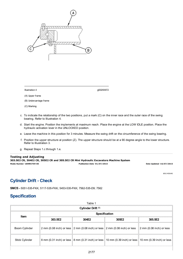 Caterpillar CAT 305.5E2 CR Mini Hydraulic Excavator Service Repair Manual (NC500001 and up)