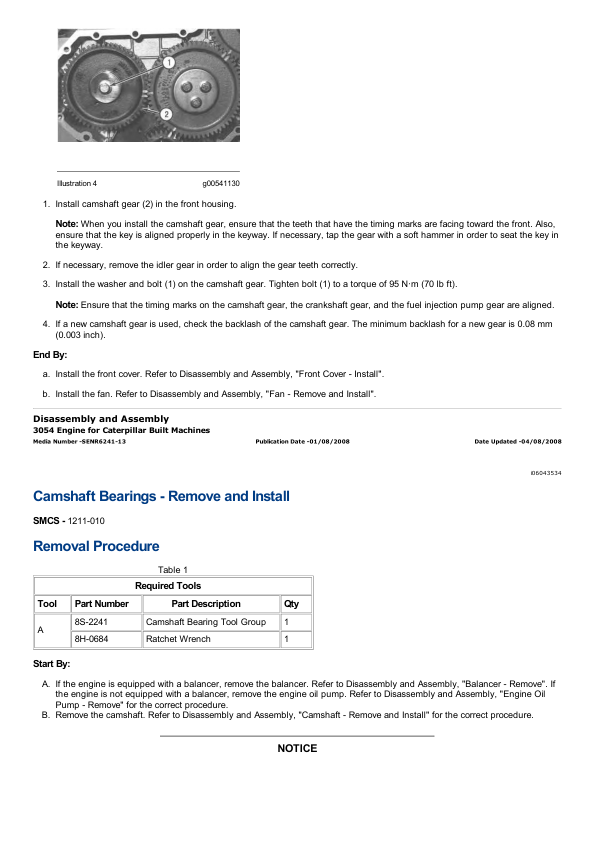 Caterpillar CAT 3054 Engine Service Repair Manual (5HK00001 and up)