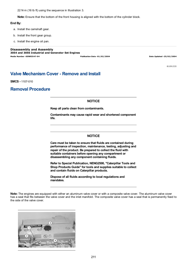 Caterpillar CAT 3054 Engine Service Repair Manual (6FK00001 and up)