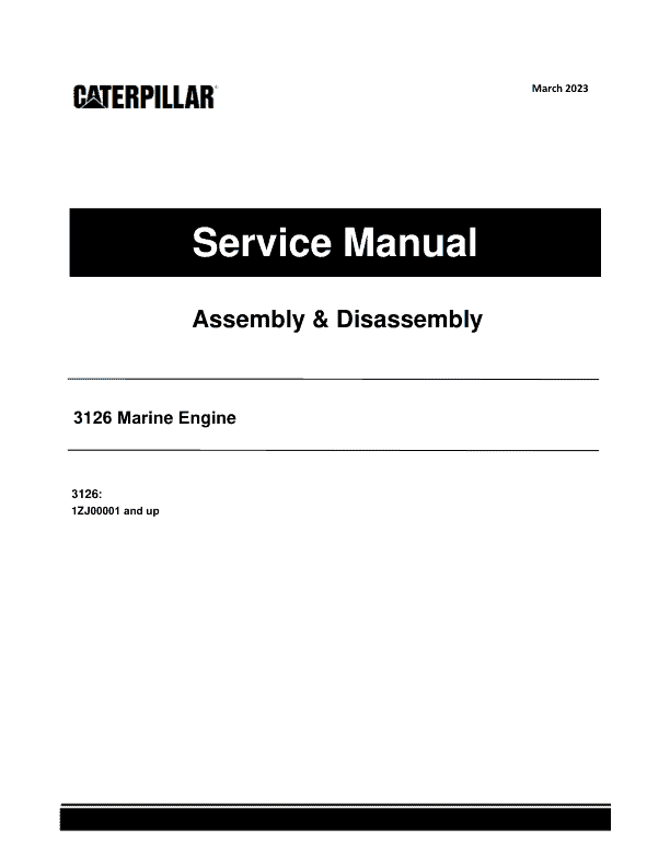 Caterpillar CAT 3126 Marine Engine Service Repair Manual (1ZJ00001 and up) Workshop Guide
