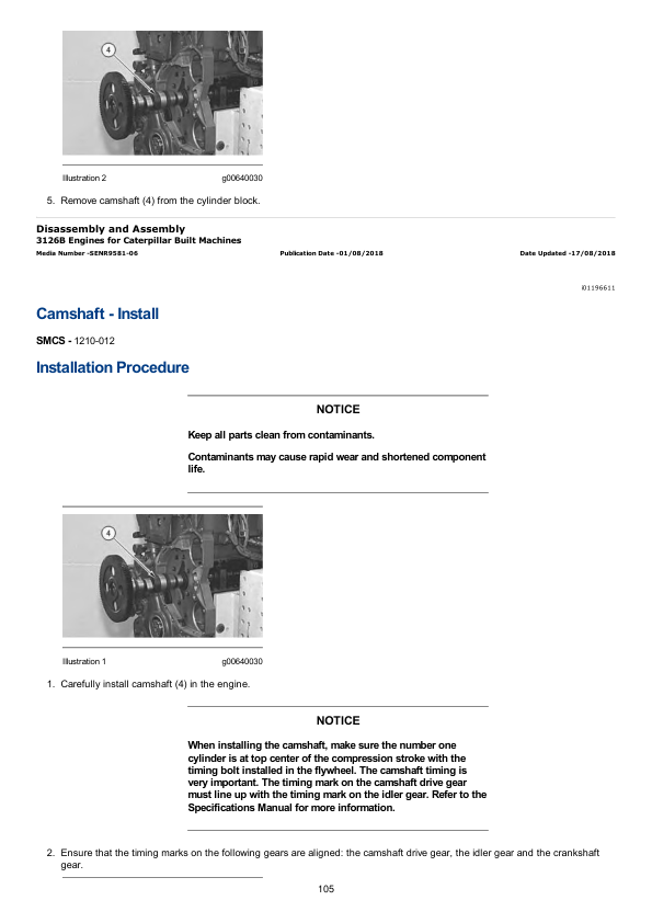 Caterpillar CAT 3126B Engine Machine Service Repair Manual (BMA00001 and up)
