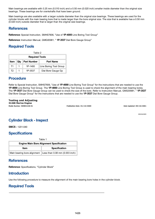 Caterpillar CAT 3126B Marine Engine Service Repair Manual (3GS00001 and up)