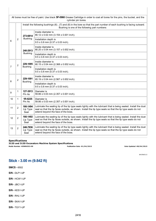 Caterpillar CAT 312D, 312D L Excavator Service Repair Manual (HCW00001 and up)