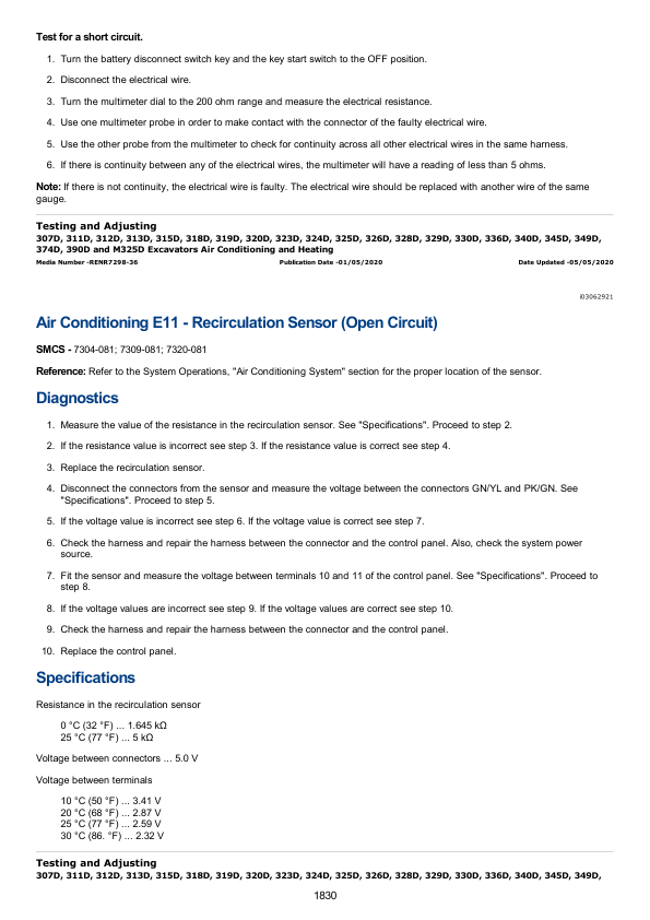 Caterpillar CAT 313D Excavator Service Repair Manual (WPK00001 and up)