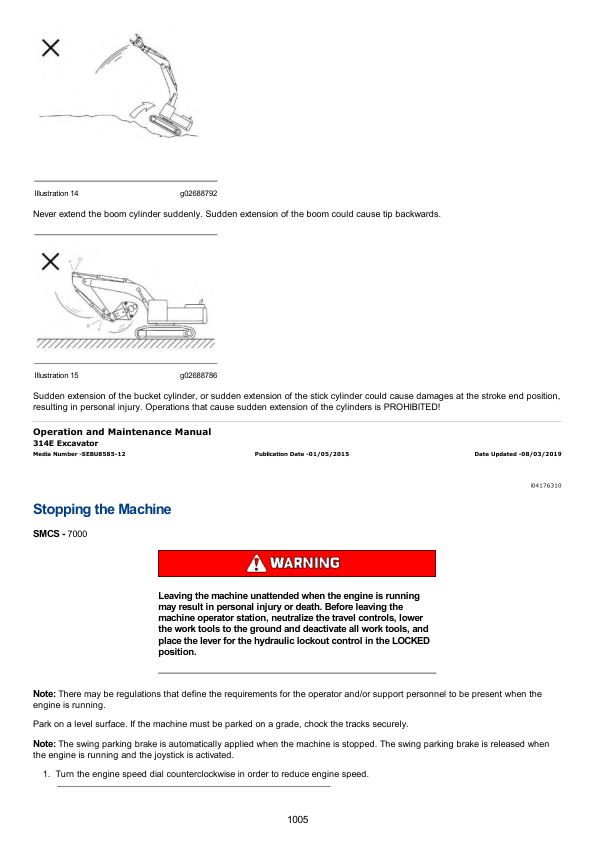 Caterpillar CAT 314E CR Excavator Service Repair Manual (GMD00001 and up)