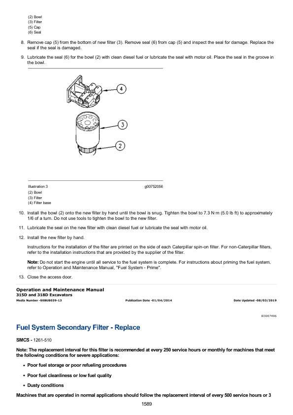 Caterpillar CAT 315D L Excavator Service Repair Manual (BZN00001 and up)