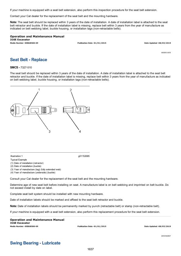 Caterpillar CAT 316E L Excavator Service Repair Manual (DZW00001 and up)