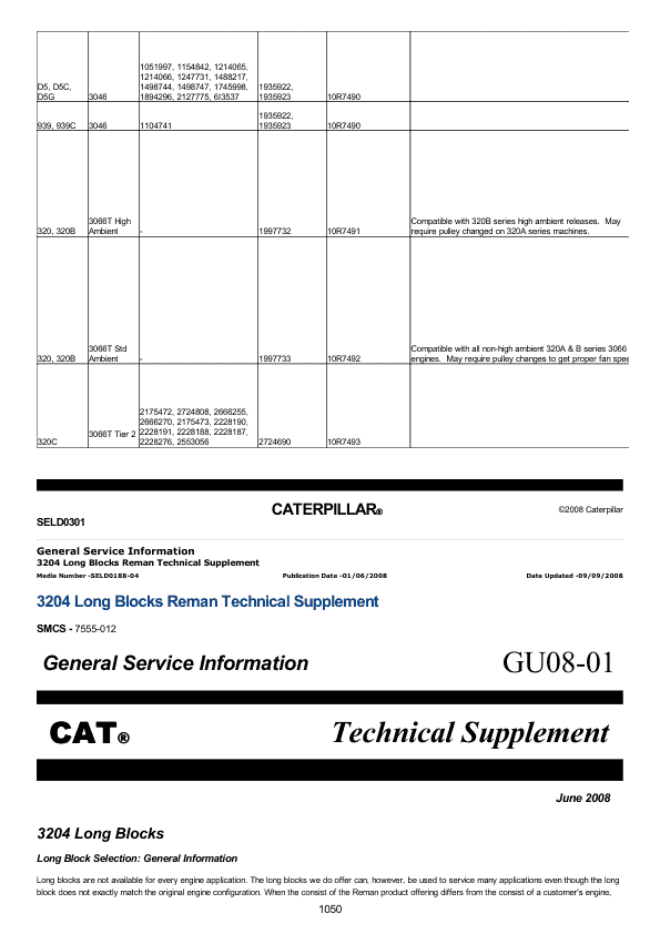 Caterpillar CAT 320, 320L, 320N Track Type Excavator Service Repair Manual (2DL00214 and up)