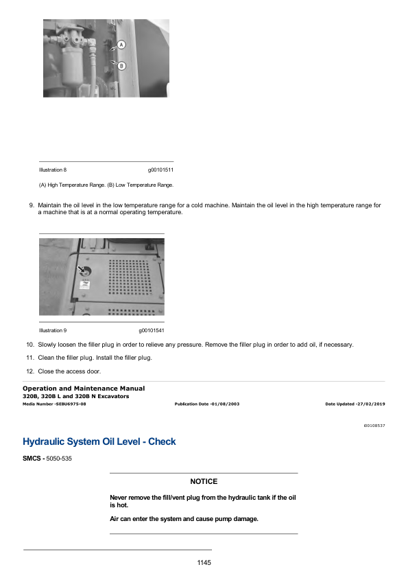 Caterpillar CAT 320B, 320B L Excavators Service Repair Manual (6CR00001 and up) Workshop Guide