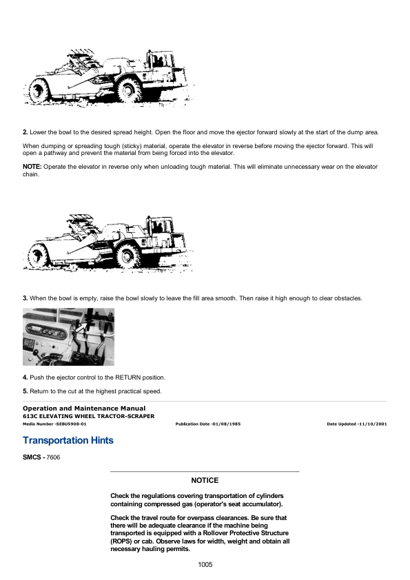 Caterpillar CAT 613C Scraper Service Repair Manual (92X00001 and up) Workshop Guide