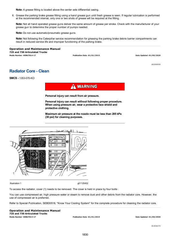 Caterpillar CAT 725 Articulated Dump Truck Service Repair Manual (B1L00001 and up)