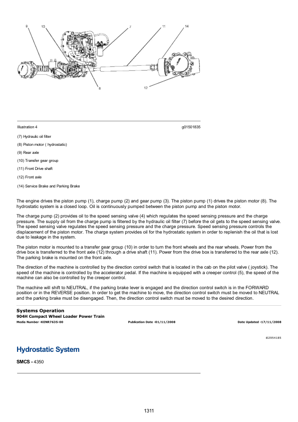 Caterpillar CAT 904H Compact Wheel Loader Service Repair Manual (H4T00001 and up)