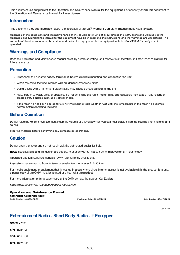 Caterpillar CAT 924H, 924HZ Wheel Loader Service Repair Manual (PED00001 and up)