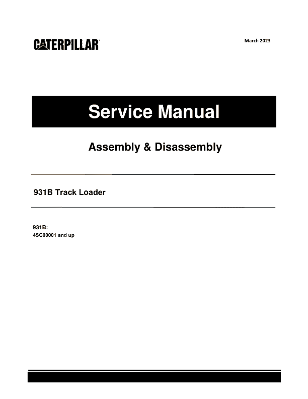 Caterpillar CAT 931B Track Loader Service Repair Manual (4SC00001 and up) Workshop Guide