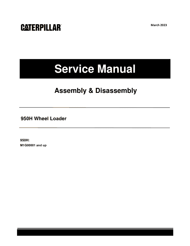 Caterpillar CAT 950H Wheel Loader Service Repair Manual (M1G00001 and up)
