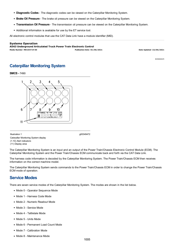 Caterpillar CAT AD63 Underground Articulated Truck Service Repair Manual (TNW00001 and up)