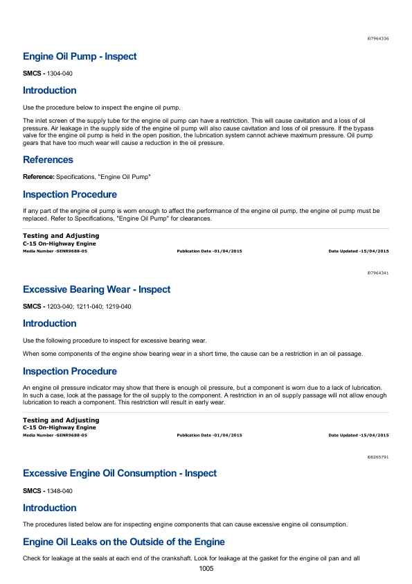 Caterpillar CAT C-15 Truck Engine Service Repair Manual (MBN00001 and up) Workshop Guide