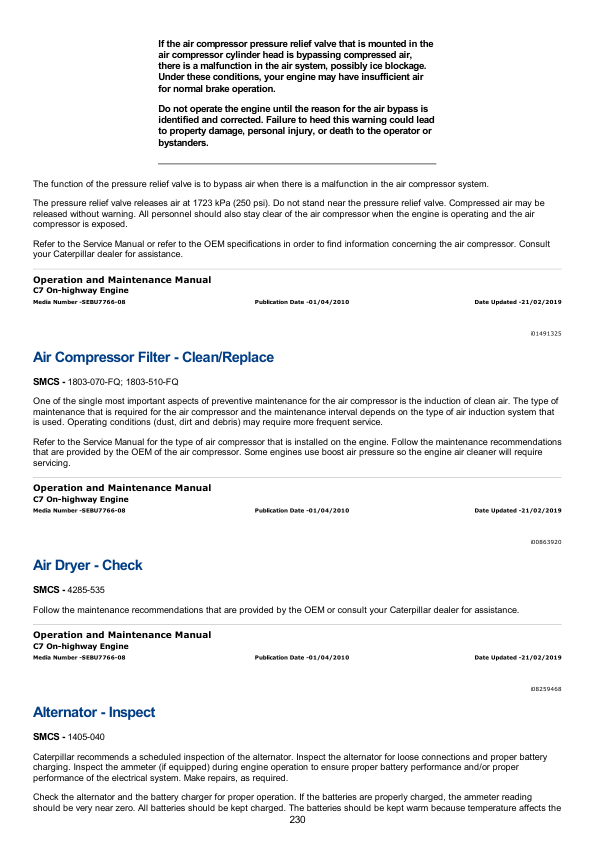 Caterpillar CAT C7 Truck Engine Service Repair Manual (WAX00001 and up) Workshop Guide