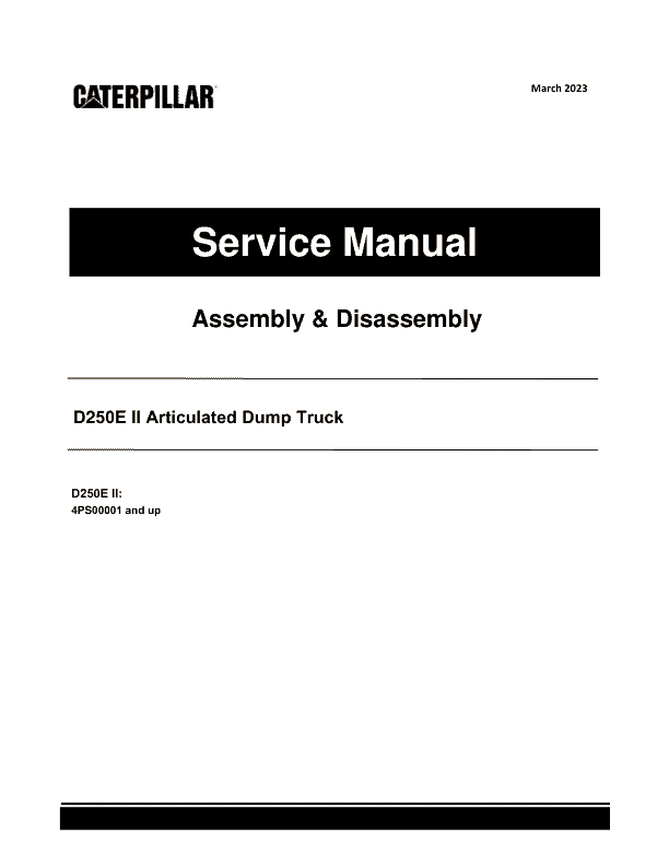 Caterpillar CAT D250E II Articulated Dump Truck Service Repair Manual (4PS00001 and up) Workshop Guide