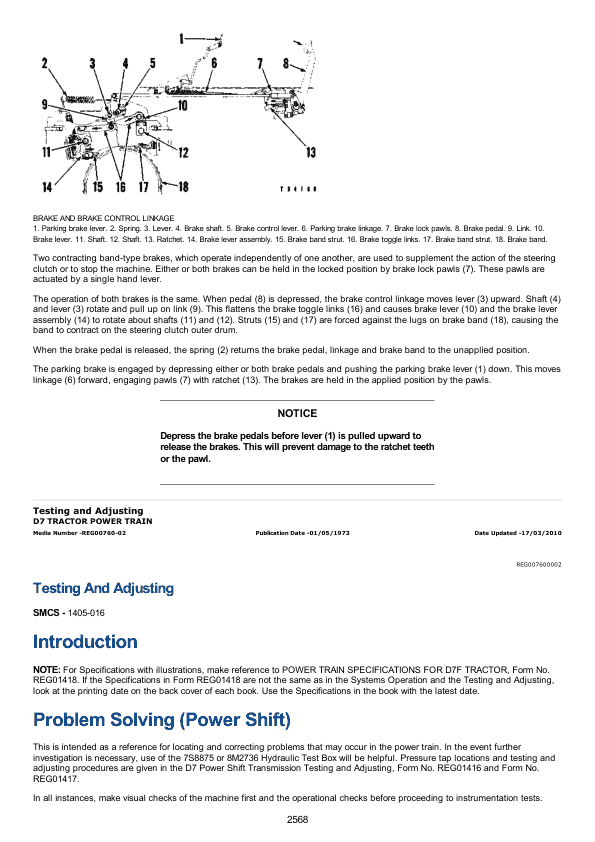 Caterpillar CAT D7F Track Type Tractor Service Repair Manual (93N01175 and up)
