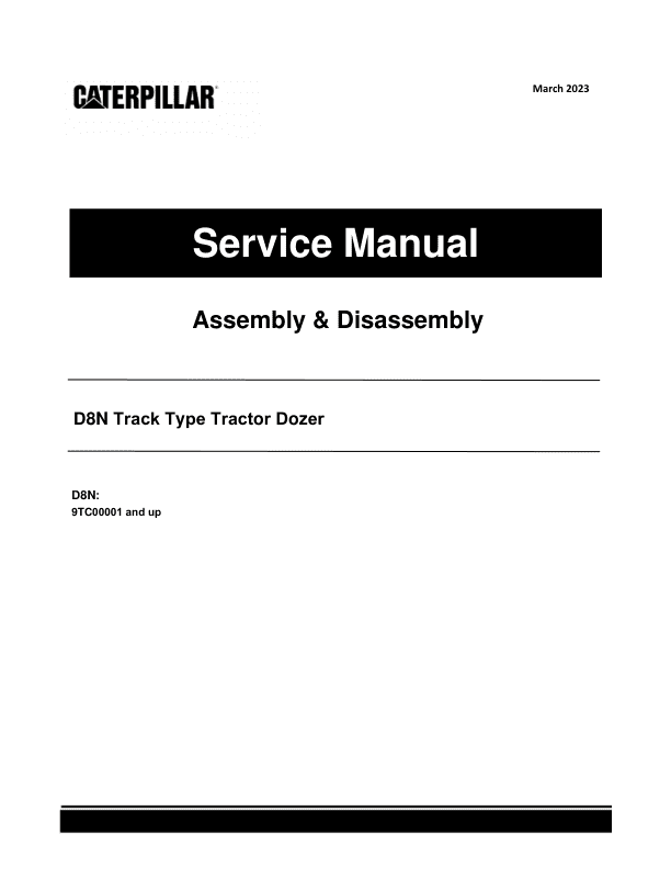 Caterpillar CAT D8N Track Type Tractor Dozer Bulldozer Service Repair Manual (9TC00001 and up)