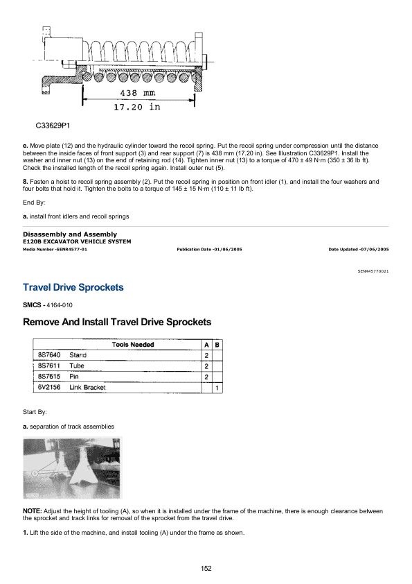 Caterpillar CAT E120B Excavator Service Repair Manual (6JF00001 and up)