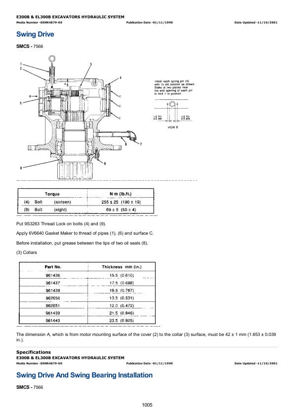 Caterpillar CAT E300B Excavator Service Repair Manual (1WJ00001 and up)