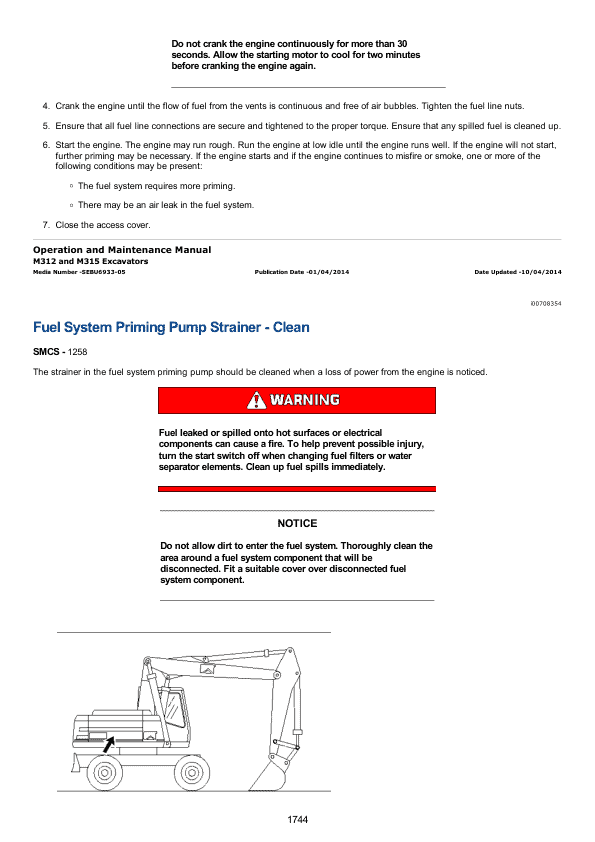 Caterpillar CAT M312 Excavator Service Repair Manual (6TL00410 and up) Workshop Guide