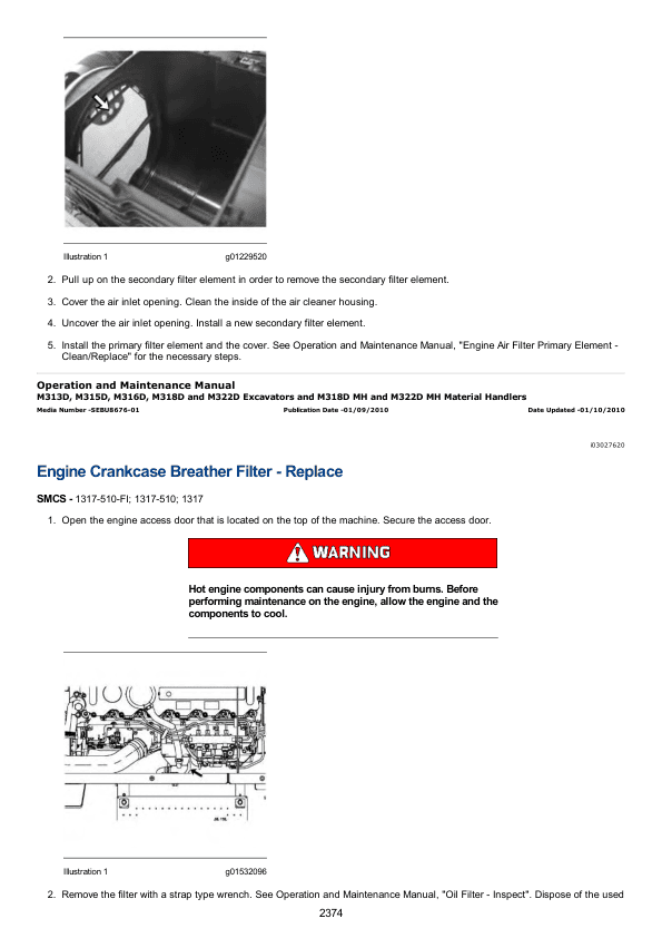 Caterpillar CAT M315D Wheeled Excavator Service Repair Manual (W5M00001 and up)