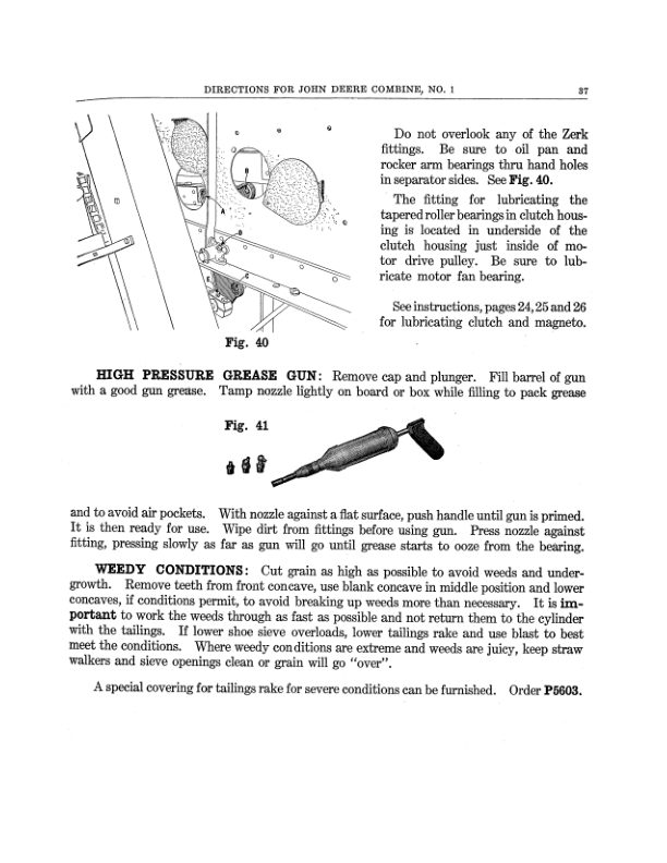 John Deere No. 1 Combine Setup & Adjustments Operator’s Manual (DIR117A) Workshop Guide