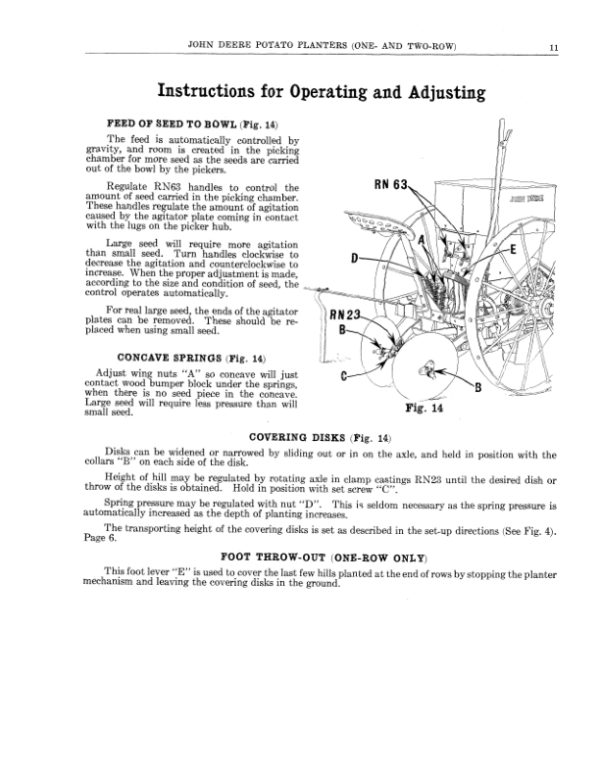 John Deere One- or Two-Row Potato Planters (Horse or Tractor Hitches) Operator’s Manual (DIR17C) Workshop Guide