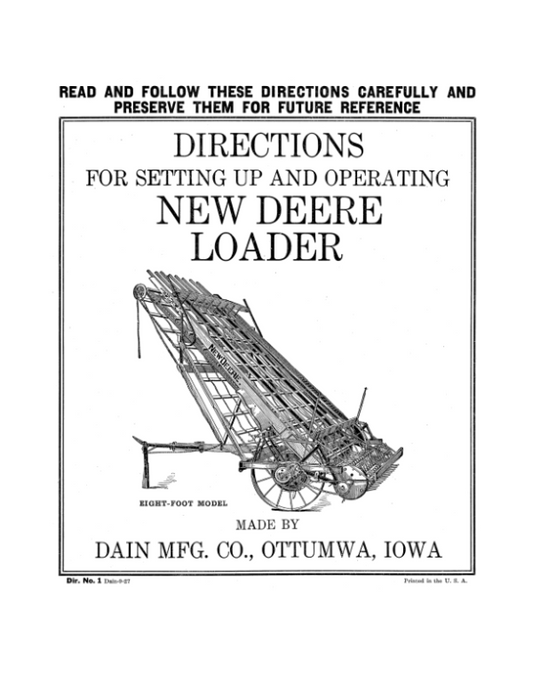 John Deere New Loader Operator’s Manual (DIR1B) Workshop Guide