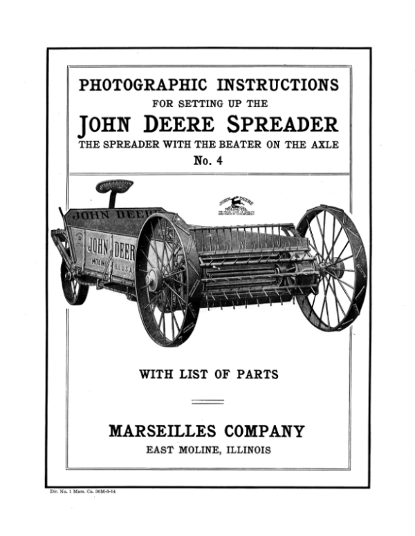 John Deere Spreader – No. 4 Operator’s Manual (DIR1F) Workshop Guide