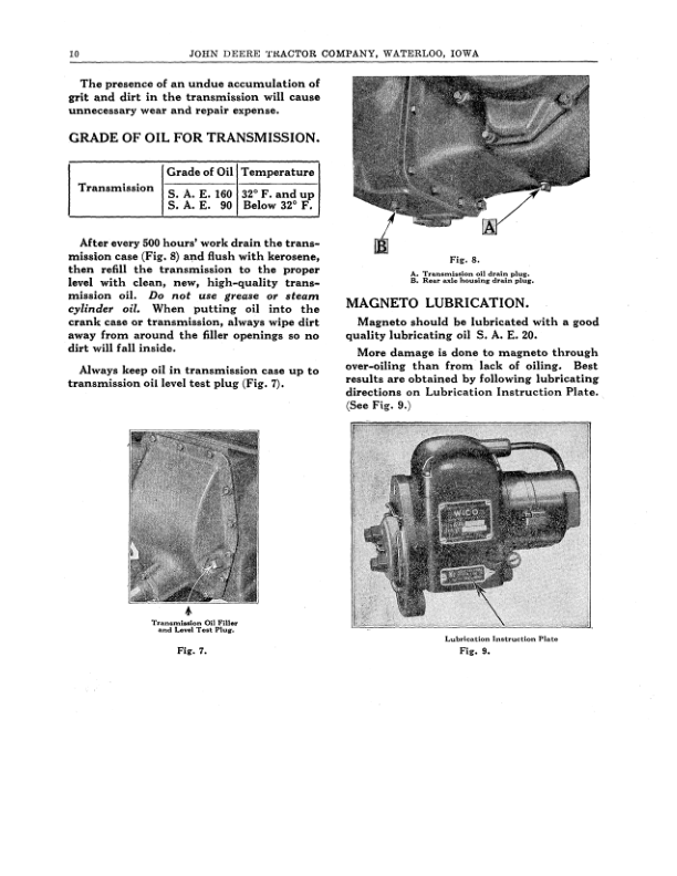 John Deere General Purpose Tractor ‘A’ Model Operator’s Manual (DIR205A) Workshop Guide