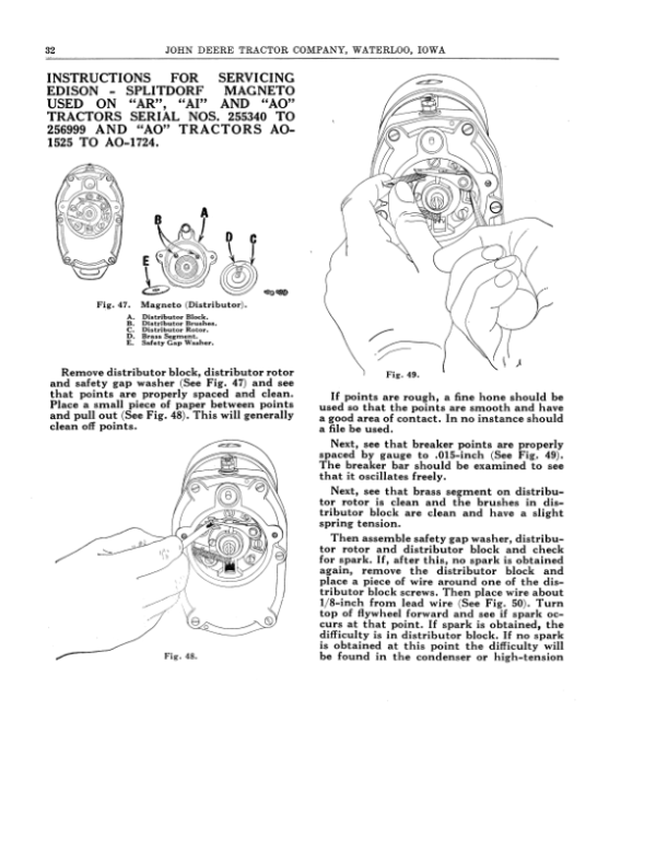 John Deere AR’, ‘AO’, ‘AI’ Tractors (S.N. -271, 999)(Not Styled) Operator’s Manual (DIR223A) Workshop Guide