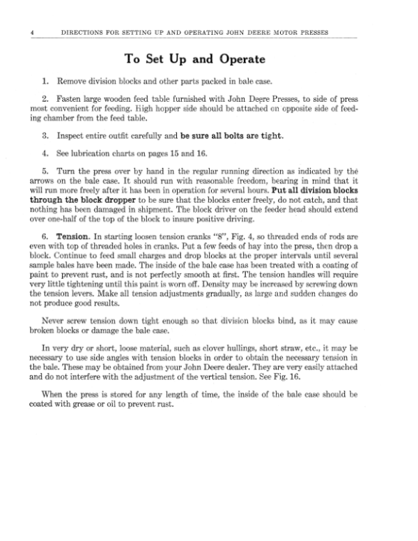 John Deere Motor Presses (14 x 18, 16 x 18, 18 x 22) Operator’s Manual (DIR25) Workshop Guide