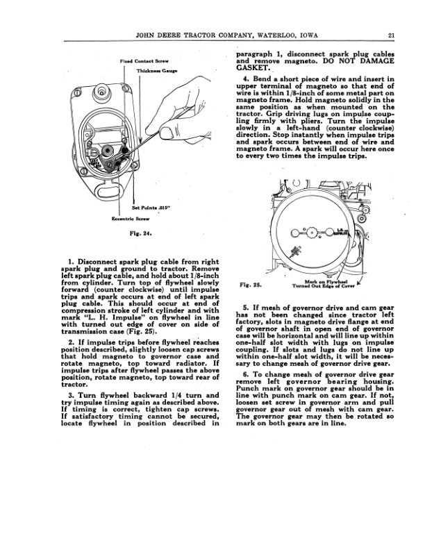 John Deere Models ‘AR’, ‘AO’ Tractors (S.N. -271, 999) Operator’s Manual (DIR260) Workshop Guide