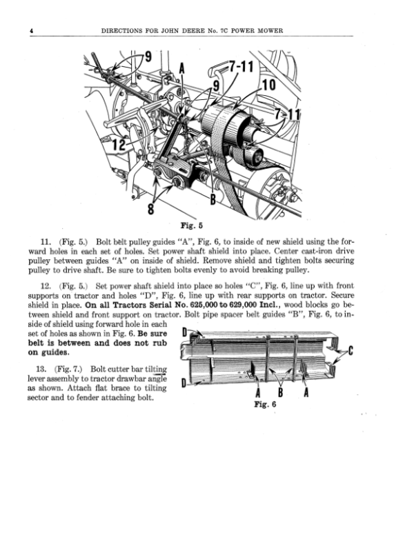 John Deere No. 7C Power Mower on ‘L’, ‘LA’ Model Tractors Operator’s Manual (DIR291A) Workshop Guide