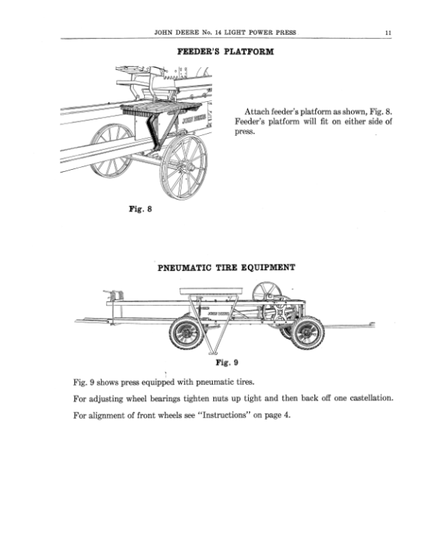 John Deere No. 14 Light Power Press Operator’s Manual (DIR71C) Workshop Guide