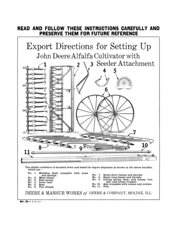 John Deere Alfalfa Cultivator Operator’s Manual (DIR80B) Workshop Guide