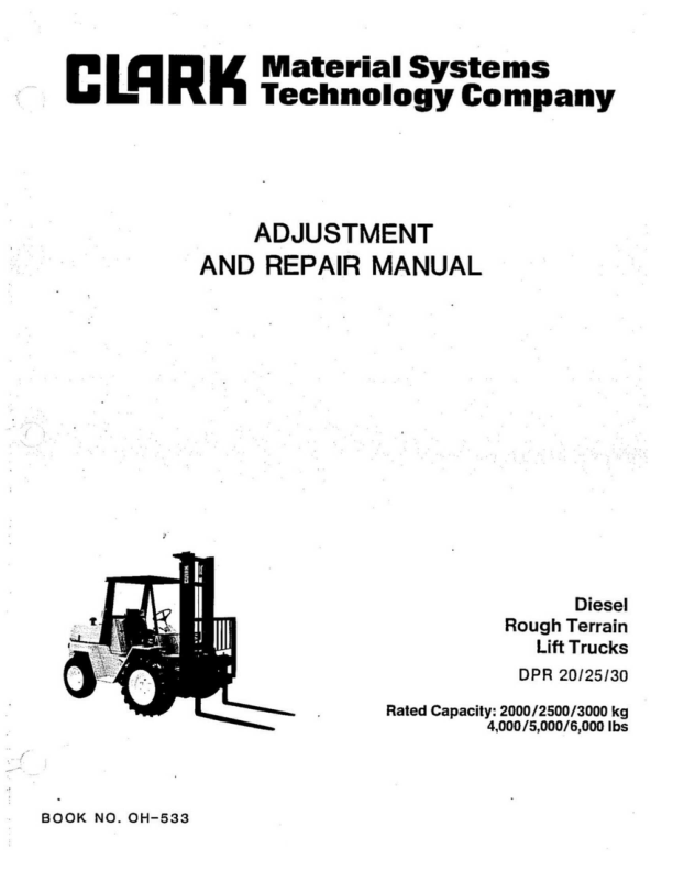 Clark DPR20, DPR25, DPR30 Forklift Service Repair Manual Workshop Guide