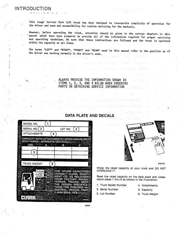 Clark DPR20, DPR25, DPR30 Forklift Service Repair Manual Workshop Guide